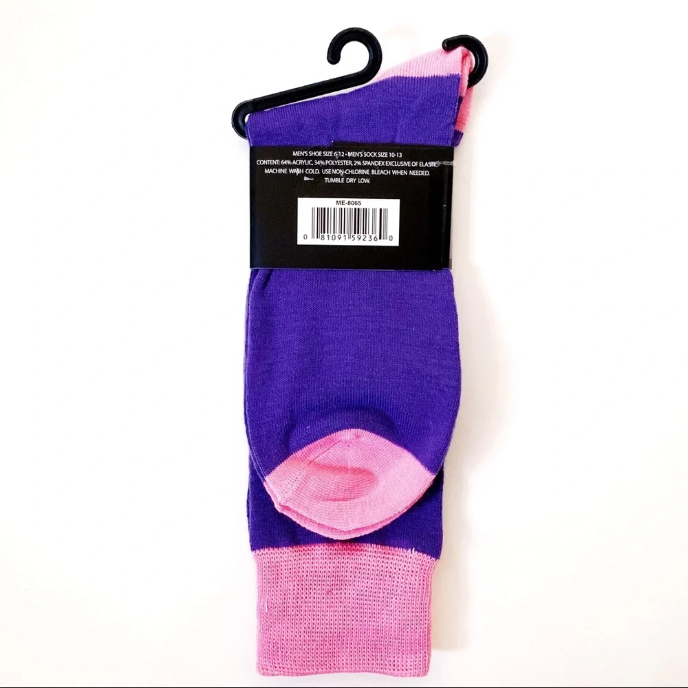 Donut Worry Marc Ecko Crew Socks Mens Purple Pink Donuts Fun Funny Novelty Gift